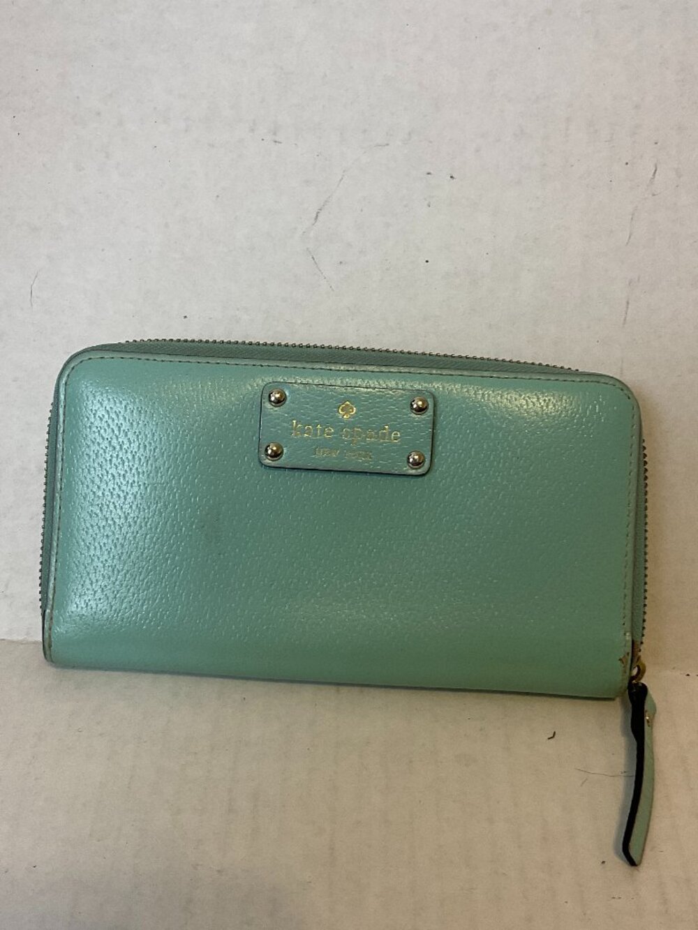Kate Spade Mint Blue Leather Wallet Zip Around